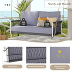 Woven Rope Outdoor Swing Sofa with Soft Cushions