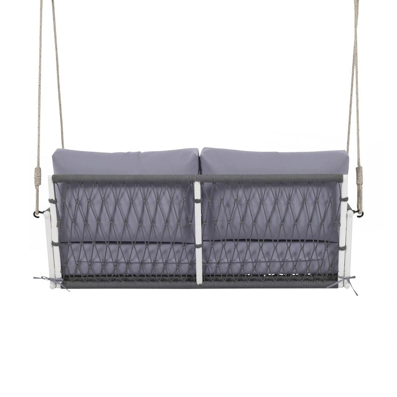 Woven Rope Outdoor Swing Sofa with Soft Cushions