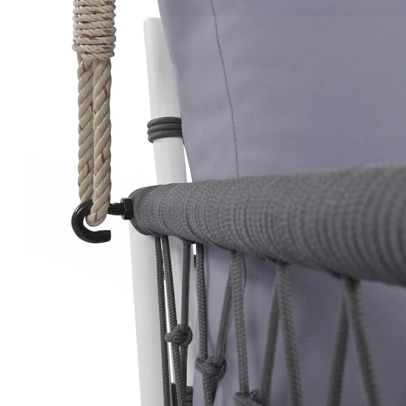 Woven Rope Outdoor Swing Sofa with Soft Cushions
