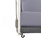 Woven Rope Outdoor Swing Sofa with Soft Cushions