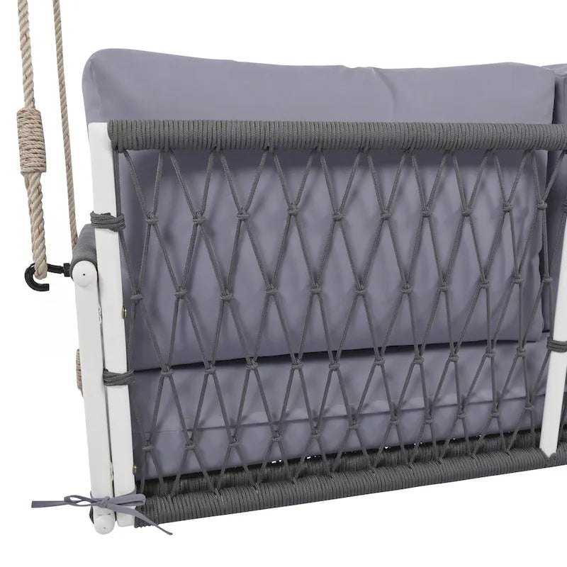 Woven Rope Outdoor Swing Sofa with Soft Cushions
