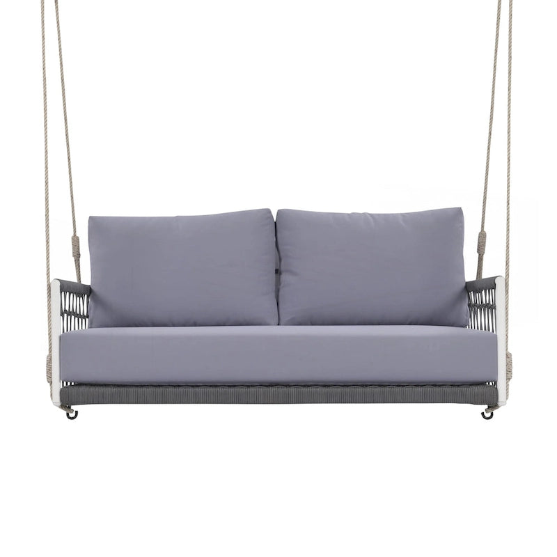 Woven Rope Outdoor Swing Sofa with Soft Cushions