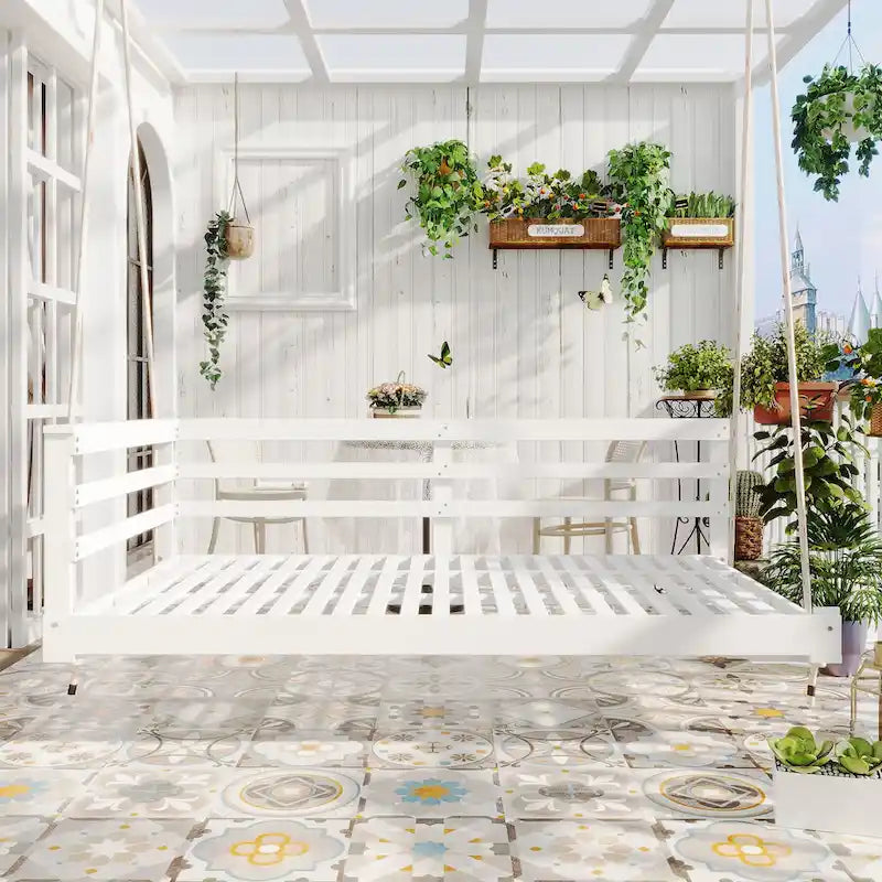 Country Patio Wooden Twin Size Swing Daybed Porch Swing Frame