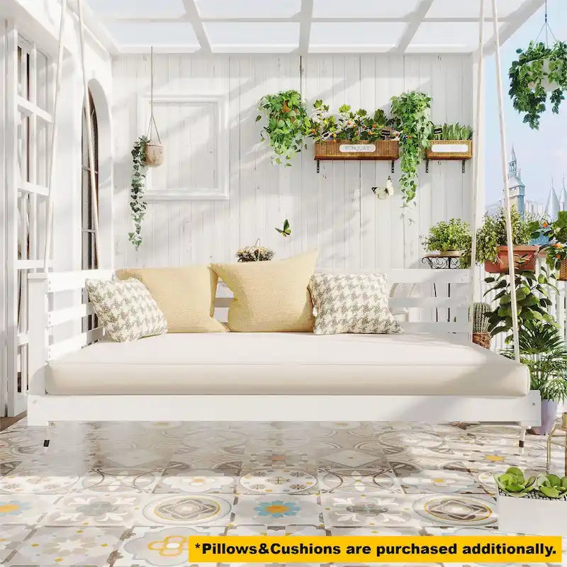 Country Patio Wooden Twin Size Swing Daybed Porch Swing Frame