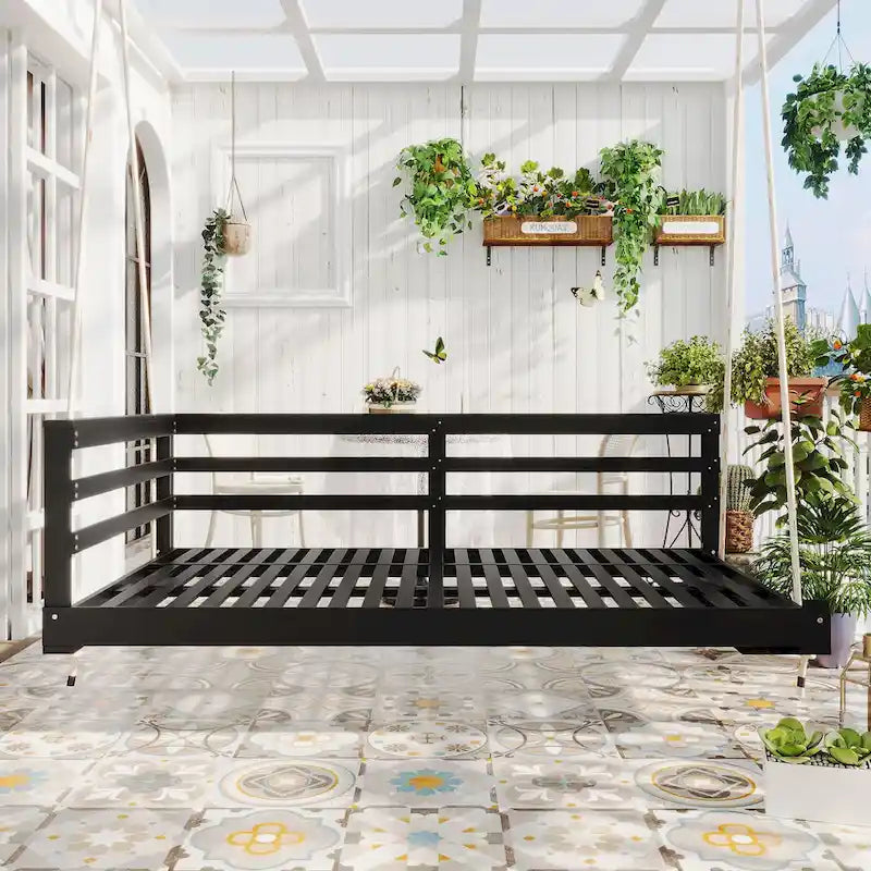 Country Patio Wooden Twin Size Swing Daybed Porch Swing Frame