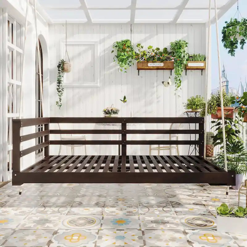 Country Patio Wooden Twin Size Swing Daybed Porch Swing Frame