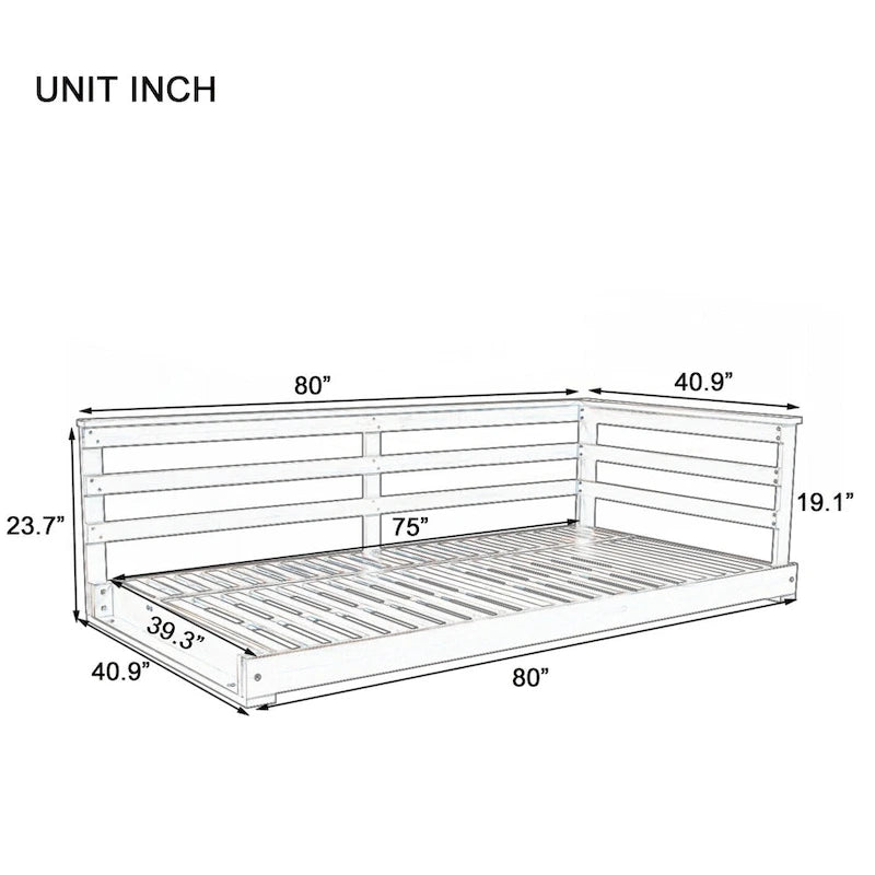 Country Patio Wooden Twin Size Swing Daybed Porch Swing Frame