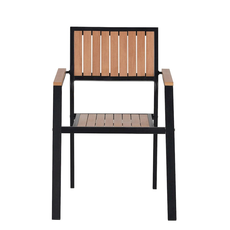 Outdoor Extendable Dining Table Set, 7 Pcs Patio Wooden Furniture Set with Rectangular Dining Table and 6 Chairs