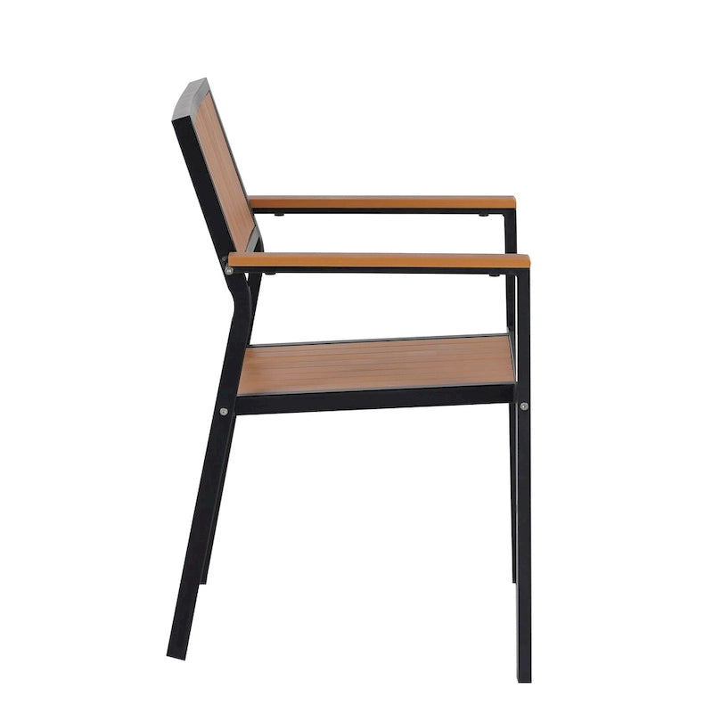 Outdoor Extendable Dining Table Set, 7 Pcs Patio Wooden Furniture Set with Rectangular Dining Table and 6 Chairs