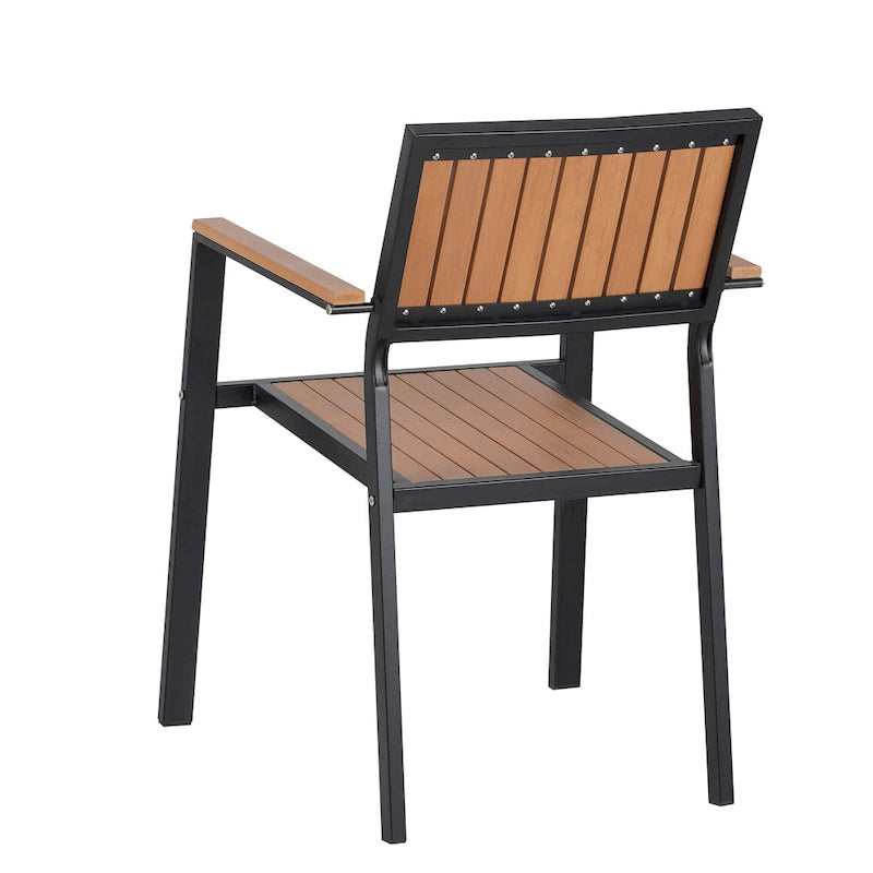 Outdoor Extendable Dining Table Set, 7 Pcs Patio Wooden Furniture Set with Rectangular Dining Table and 6 Chairs