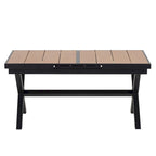 Outdoor Extendable Dining Table Set, 7 Pcs Patio Wooden Furniture Set with Rectangular Dining Table and 6 Chairs