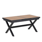 Outdoor Extendable Dining Table Set, 7 Pcs Patio Wooden Furniture Set with Rectangular Dining Table and 6 Chairs