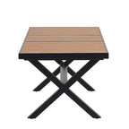 Outdoor Extendable Dining Table Set, 7 Pcs Patio Wooden Furniture Set with Rectangular Dining Table and 6 Chairs
