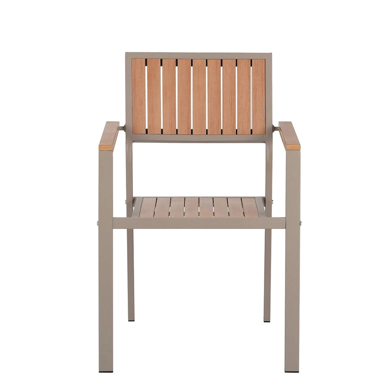 Outdoor Extendable Dining Table Set, 7 Pcs Patio Wooden Furniture Set with Rectangular Dining Table and 6 Chairs