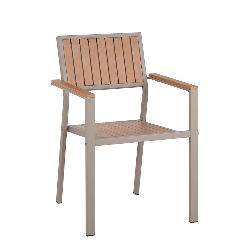 Outdoor Extendable Dining Table Set, 7 Pcs Patio Wooden Furniture Set with Rectangular Dining Table and 6 Chairs