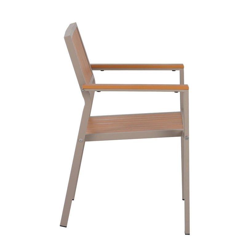 Outdoor Extendable Dining Table Set, 7 Pcs Patio Wooden Furniture Set with Rectangular Dining Table and 6 Chairs