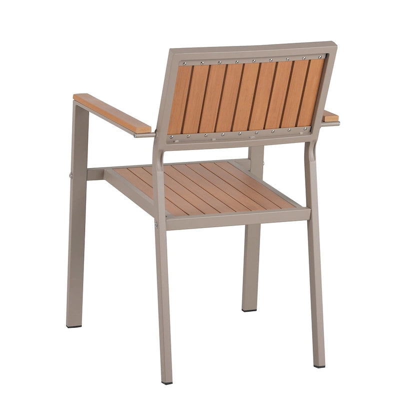 Outdoor Extendable Dining Table Set, 7 Pcs Patio Wooden Furniture Set with Rectangular Dining Table and 6 Chairs