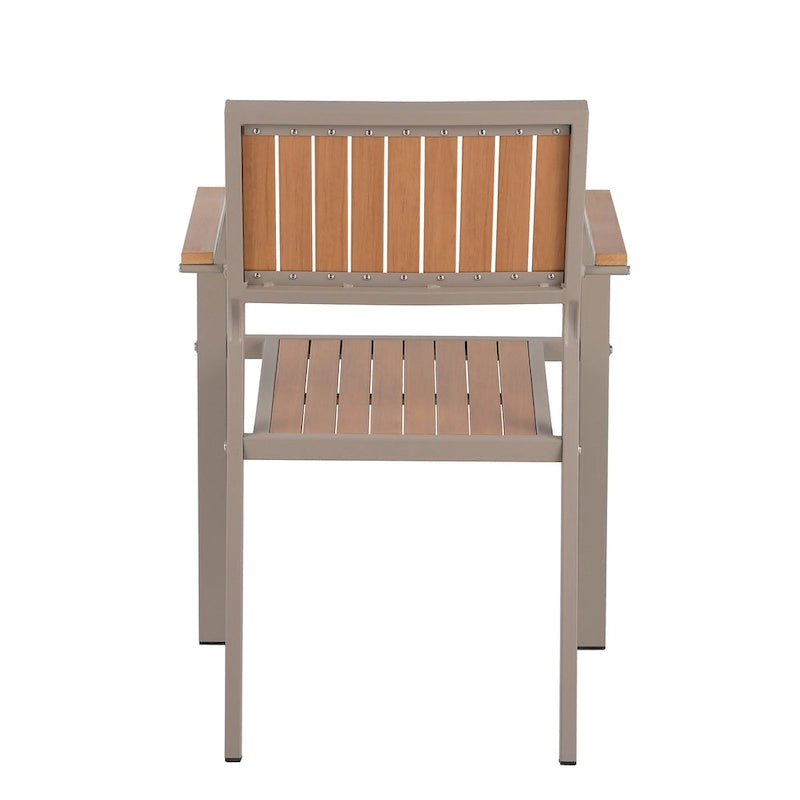 Outdoor Extendable Dining Table Set, 7 Pcs Patio Wooden Furniture Set with Rectangular Dining Table and 6 Chairs