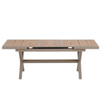 Outdoor Extendable Dining Table Set, 7 Pcs Patio Wooden Furniture Set with Rectangular Dining Table and 6 Chairs