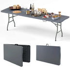 Costway 8 ft Portable Folding Table with HDPE Tabletop Safe Lock - See Details