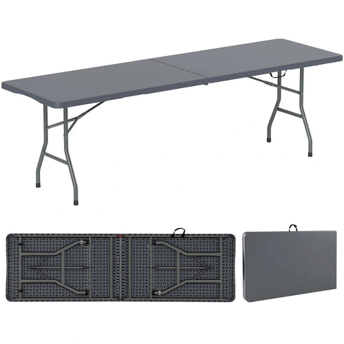 8 ft Portable Folding Table with HDPE Tabletop Safe Lock