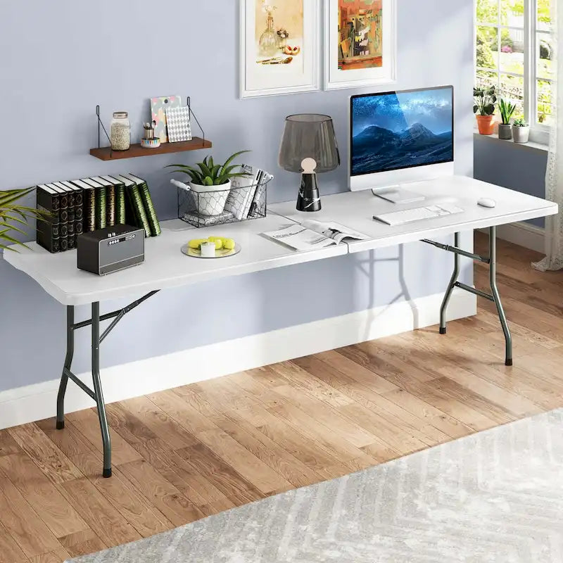 Costway 8 ft Portable Folding Table with HDPE Tabletop Safe Lock - See Details