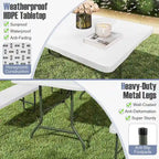Costway 8 ft Portable Folding Table with HDPE Tabletop Safe Lock - See Details