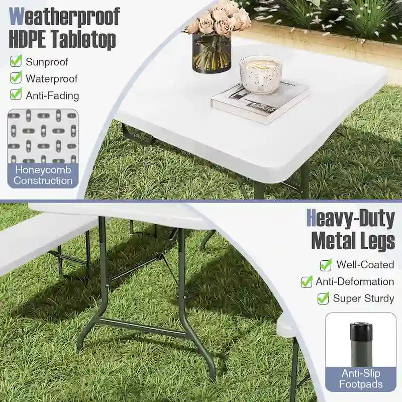 Costway 8 ft Portable Folding Table with HDPE Tabletop Safe Lock - See Details