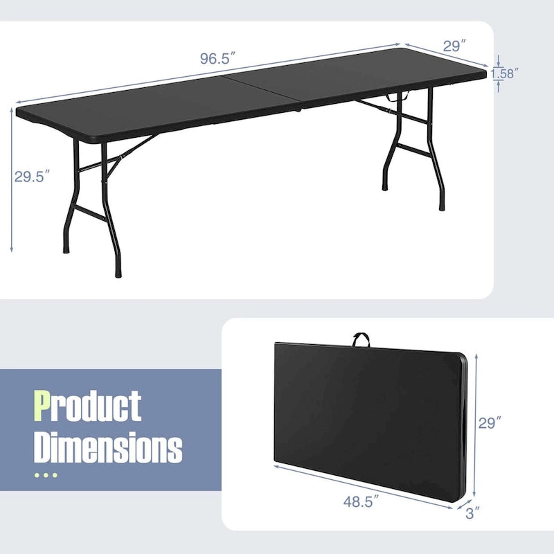 Costway 8 ft Portable Folding Table with HDPE Tabletop Safe Lock - See Details