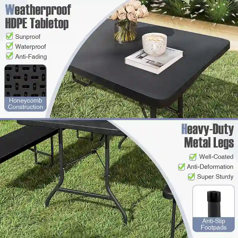 Costway 8 ft Portable Folding Table with HDPE Tabletop Safe Lock - See Details