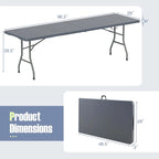 Costway 8 ft Portable Folding Table with HDPE Tabletop Safe Lock - See Details