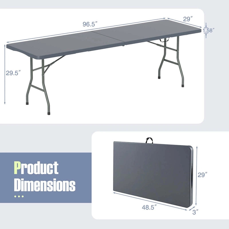 Costway 8 ft Portable Folding Table with HDPE Tabletop Safe Lock - See Details