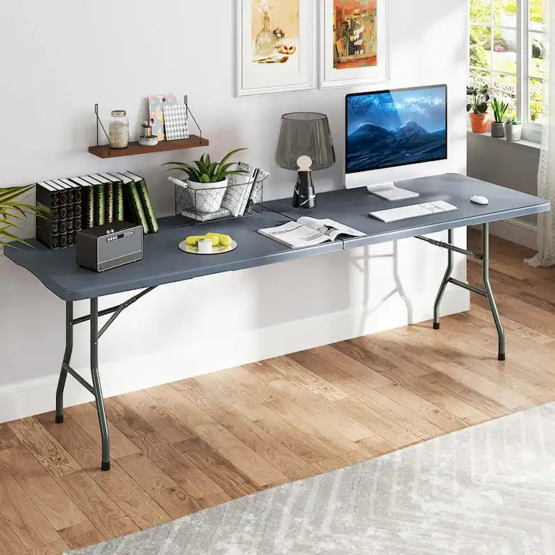 Costway 8 ft Portable Folding Table with HDPE Tabletop Safe Lock - See Details