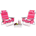 Costway 2-Pack Folding Backpack Beach Chair Table Set 5-Position