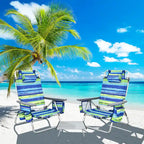 Costway 2-Pack Folding Backpack Beach Chair Table Set 5-Position