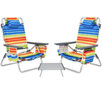 Costway 2-Pack Folding Backpack Beach Chair Table Set 5-Position
