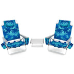 Costway 2-Pack Folding Backpack Beach Chair Table Set 5-Position
