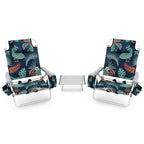 Costway 2-Pack Folding Backpack Beach Chair Table Set 5-Position