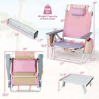 Costway 2-Pack Folding Backpack Beach Chair Table Set 5-Position