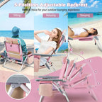 Costway 2-Pack Folding Backpack Beach Chair Table Set 5-Position