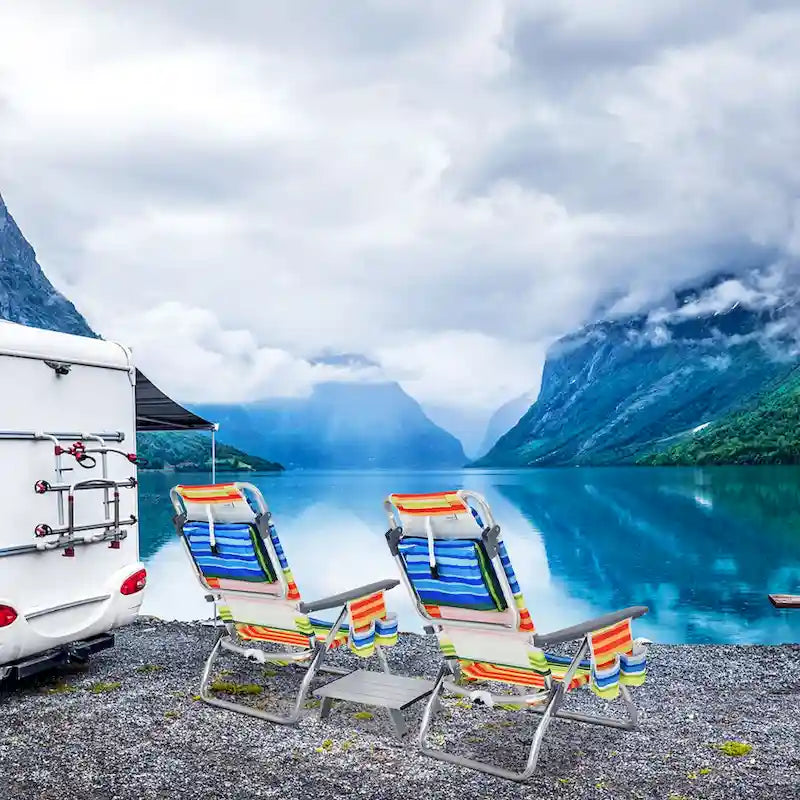 Costway 2-Pack Folding Backpack Beach Chair Table Set 5-Position