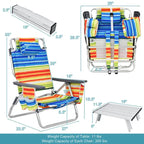 Costway 2-Pack Folding Backpack Beach Chair Table Set 5-Position