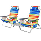 Costway 2-Pack Folding Backpack Beach Chair Table Set 5-Position