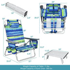 Costway 2-Pack Folding Backpack Beach Chair Table Set 5-Position
