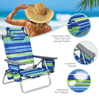 Costway 2-Pack Folding Backpack Beach Chair Table Set 5-Position