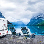 Costway 2-Pack Folding Backpack Beach Chair Table Set 5-Position