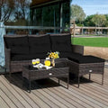 Costway 3PCS Patio Rattan Furniture Set 3-Seat Sofa Cushioned Table - See details