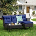 Costway 3PCS Patio Rattan Furniture Set 3-Seat Sofa Cushioned Table - See details