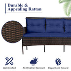 Costway 3PCS Patio Rattan Furniture Set 3-Seat Sofa Cushioned Table - See details