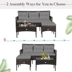 Costway 3PCS Patio Rattan Furniture Set 3-Seat Sofa Cushioned Table - See details